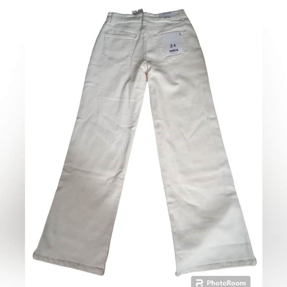Mica Women's High Waisted Cream Flare Slit Wide Leg Jean NWT Size 24 - Picture 9 of 11